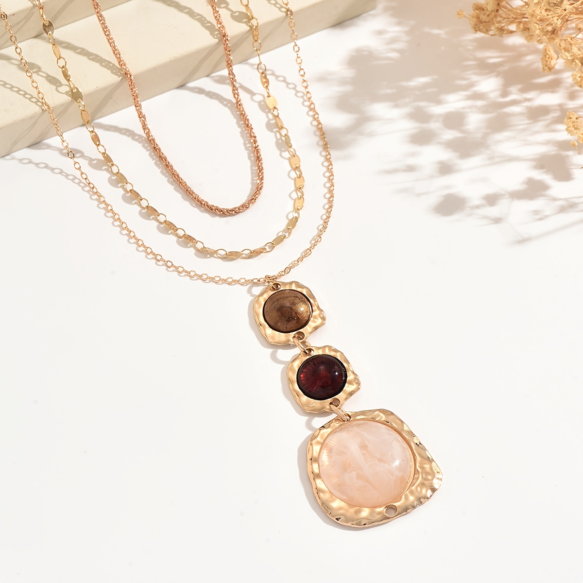 3pc Bohemian Retro Ethnic Style Pendant Necklace Set